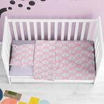 Бебешки спален комплект Облачета в розов цвят от 100% памук ранфорс