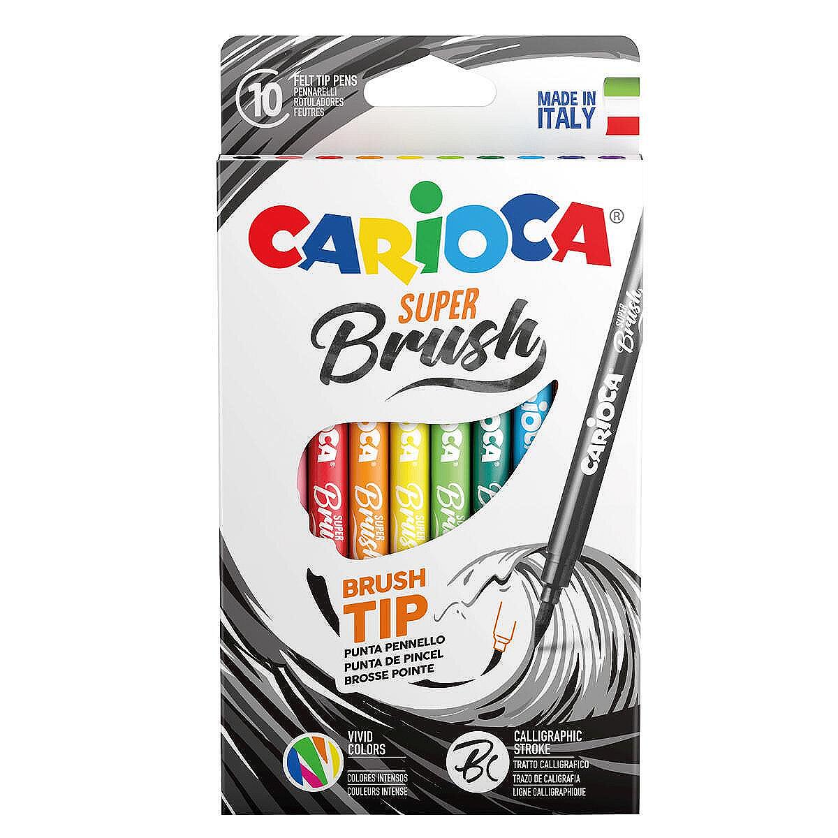 Флумастери Carioca Super Brush - 10 цвята