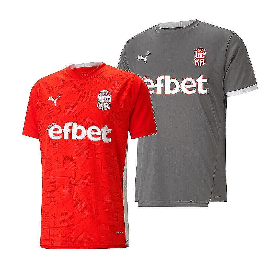 Red and grey match shirt kit PUMA 2023/24