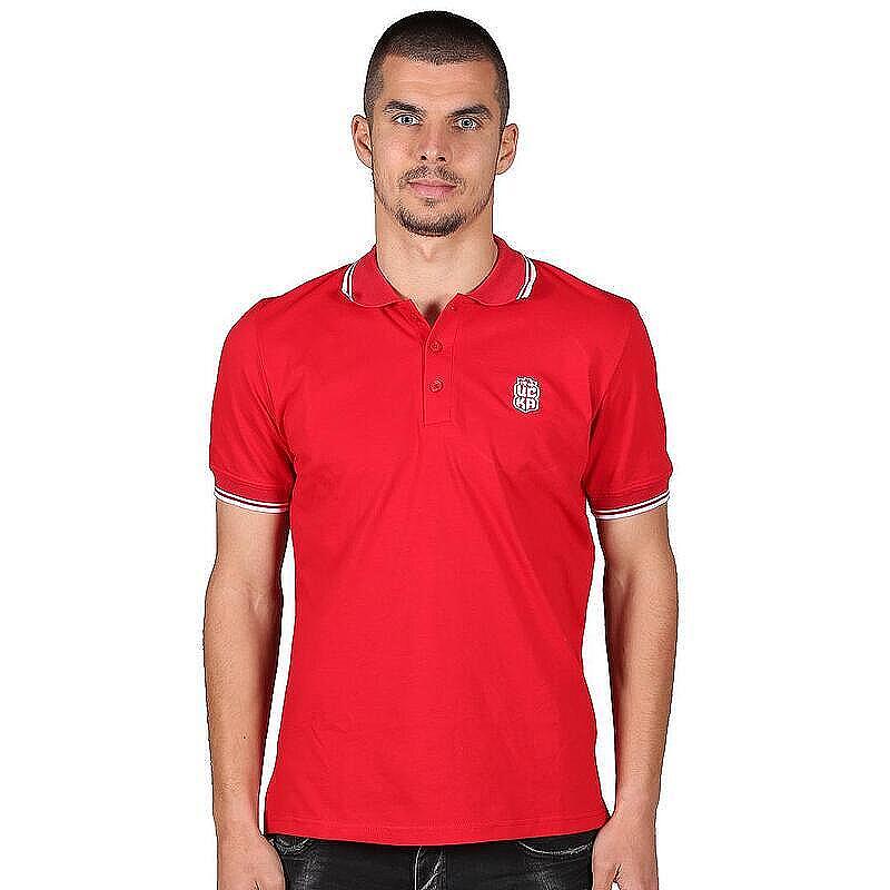 Red polo shirt