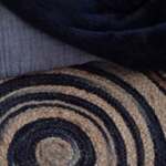 Кръгъл килим от юта в рае индиго