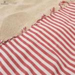 Ленена плажна кърпа / червено рае