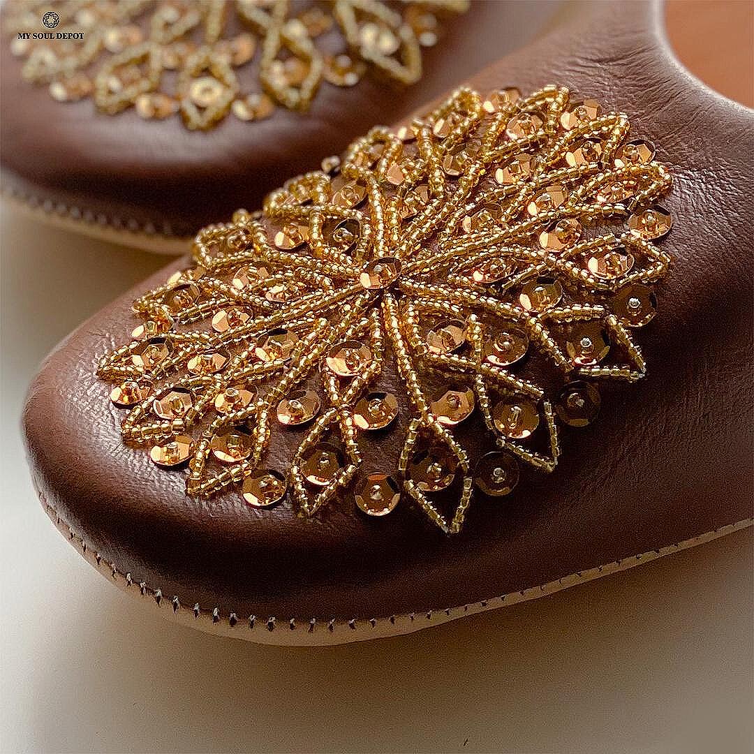 Марокански чехли - цвят кафе