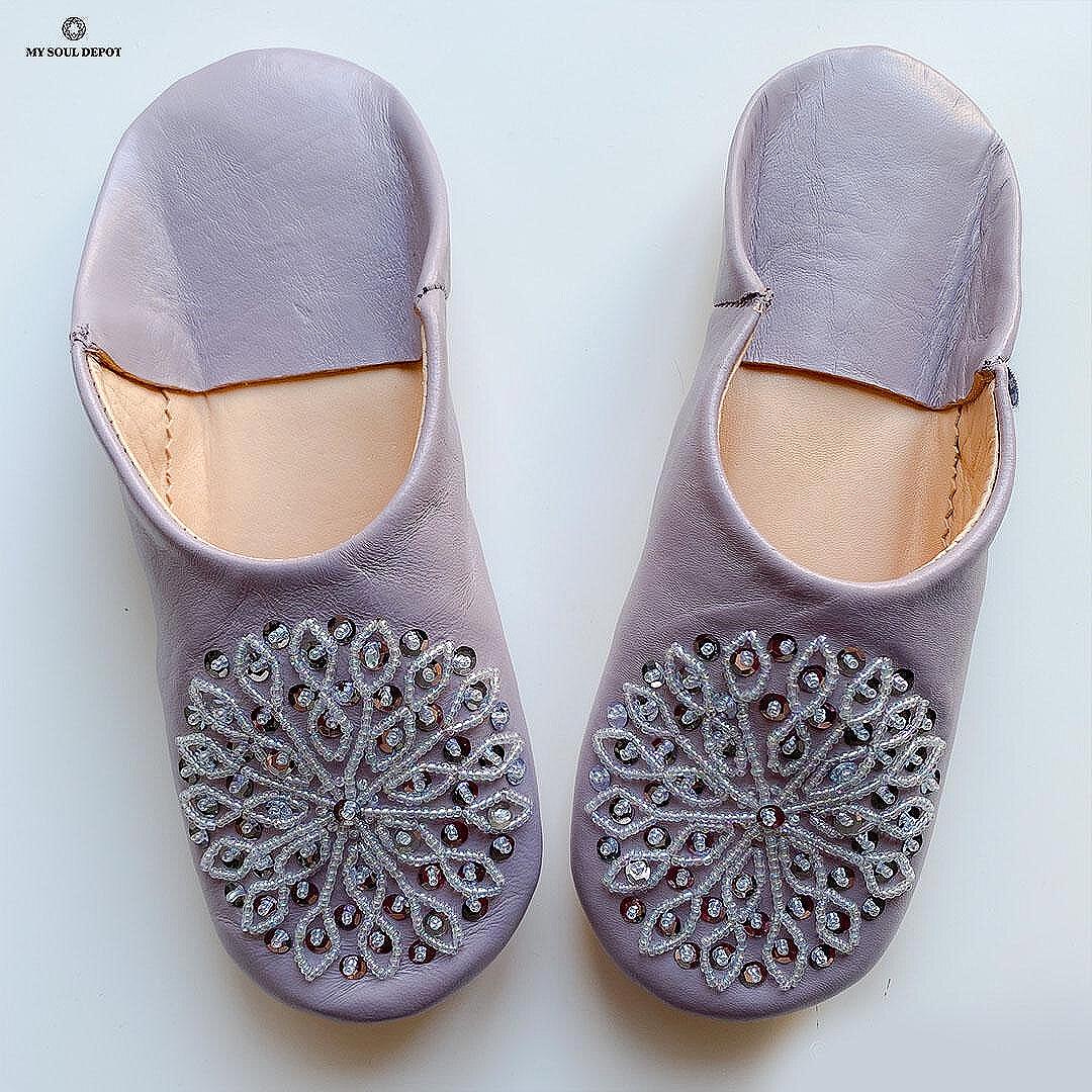 Марокански чехли - цвят лавандула