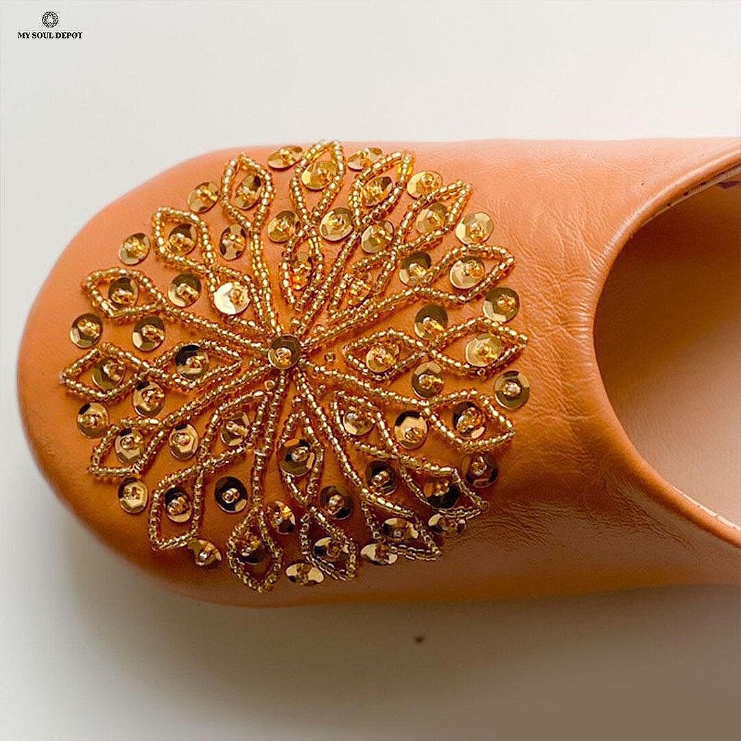 Марокански чехли - оранжев цвят