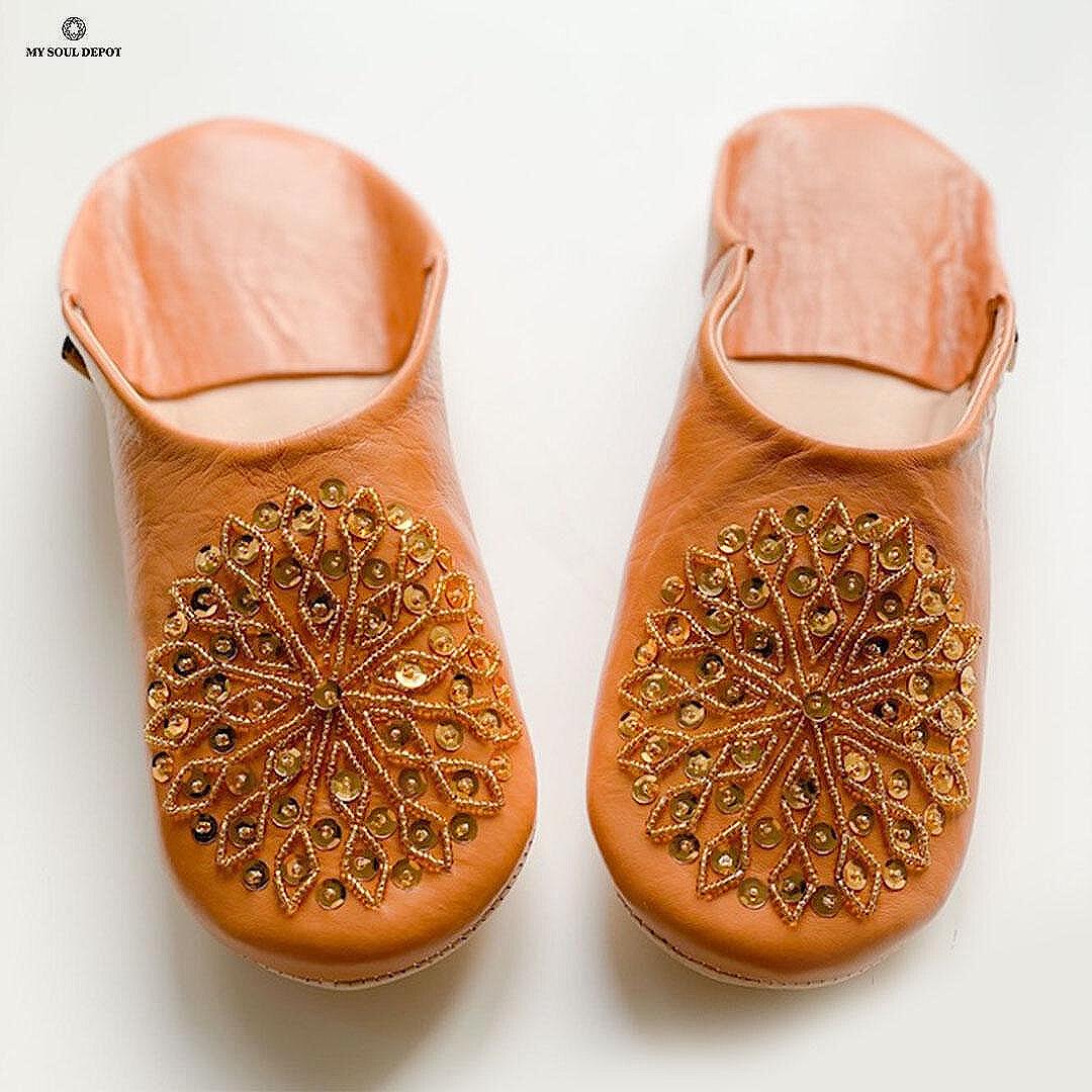 Марокански чехли - оранжев цвят
