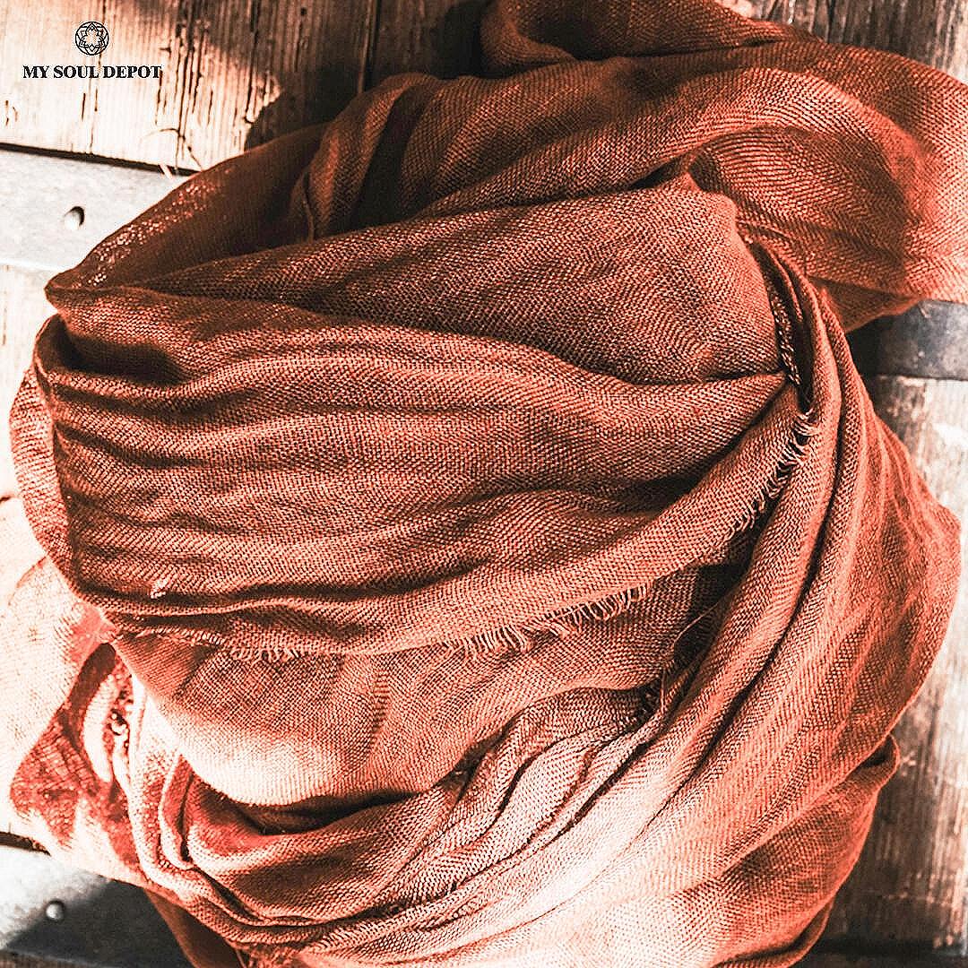 Ленен шал LS / оранжевокафяв цвят