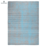Вълнен килим в тюркоазено - сив цвят