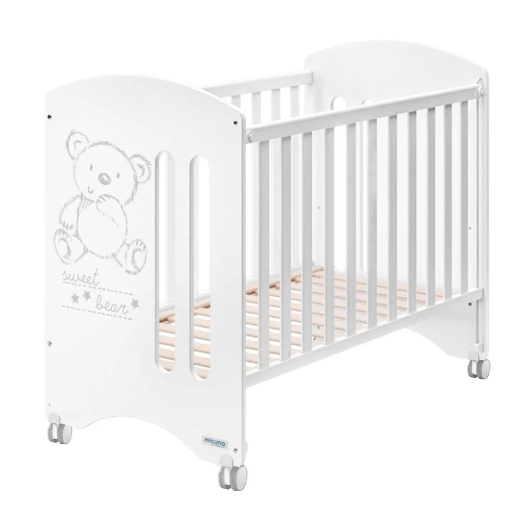 MICUNA Комплект Детско легло-кошара Sweet Bear 60/120 см + Скрин с четири чекмеджета, вана и повивалник + Чекмедже за легло MC.0901.001