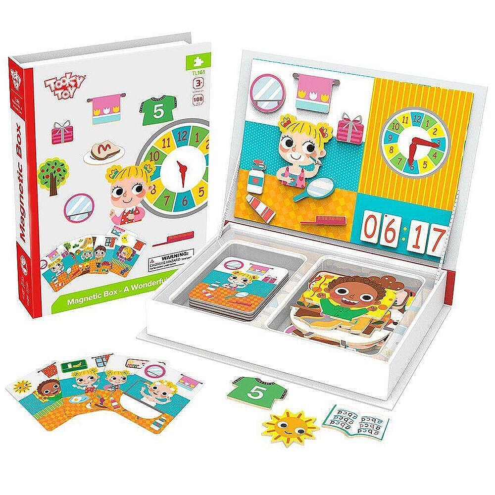 Tooky Toy Магнитна книга, Магнитна образователна игра, Научи се да познаваш часовника и времето TL161B