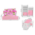 Комплект дървено обзавеждане за детска къща - Розово KRU9413