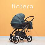 Бебешка количка Fintera City, Модел 2 в 1, Плат, Зелен цвят + Чанта, Дъждобран, Комарник, Поставка за чаша, Зимни ръкавици, Постелка за преповиване