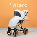 Количка Fintera Comfort Gold, Модел 3 в 1, Еко кожа, Бял цвят + Чанта, Дъждобран, Комарник, Поставка за чаша, Зимни ръкавици, Постелка за преповиване