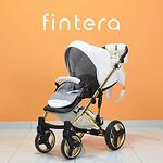 Количка Fintera Comfort Gold, Модел 3 в 1, Еко кожа, Бял цвят + Чанта, Дъждобран, Комарник, Поставка за чаша, Зимни ръкавици, Постелка за преповиване