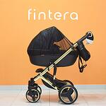 Количка Fintera Comfort Gold, Модел 3 в 1, Еко кожа, Черен цвят + Чанта, Дъждобран, Комарник, Поставка за чаша, Зимни ръкавици, Постелка за преповиване
