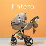 Количка Fintera Comfort Gold, Модел 3 в 1, Еко кожа, Бежов цвят + Чанта, Дъждобран, Комарник, Поставка за чаша, Зимни ръкавици, Постелка за преповиване