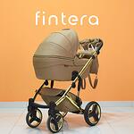 Количка Fintera Comfort Gold, Модел 3 в 1, Еко кожа, Бежов цвят + Чанта, Дъждобран, Комарник, Поставка за чаша, Зимни ръкавици, Постелка за преповиване