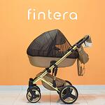 Количка Fintera Comfort Gold, Модел 2 в 1, Еко кожа, Бежов цвят + Чанта, Дъждобран, Комарник, Поставка за чаша, Зимни ръкавици, Постелка за преповиване