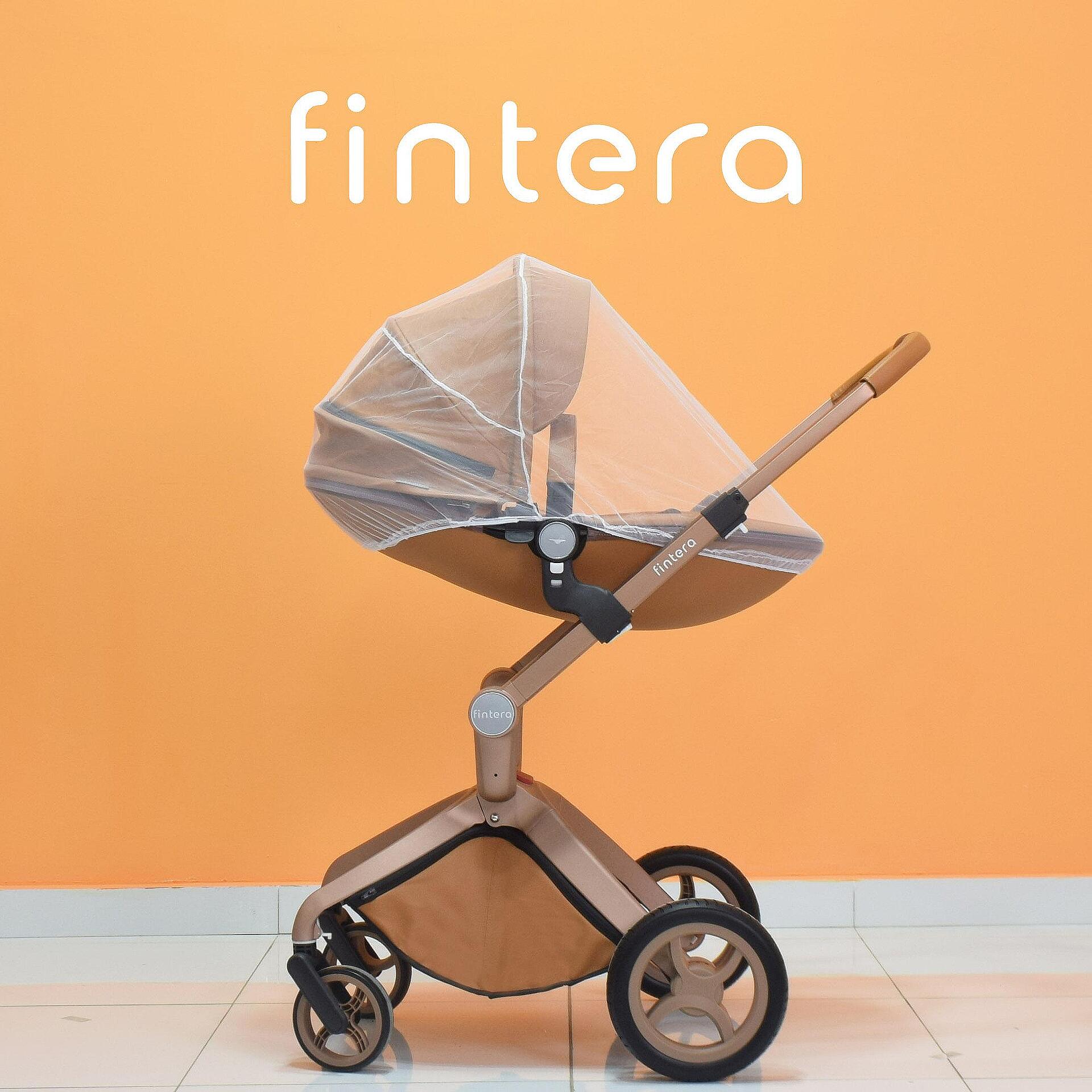 Бебешка количка Fintera Deluxe, модел 4 в 1, Еко кожа в кафяв цвят + Подарък чанта, дъждобран, комарник, поставка за чаша