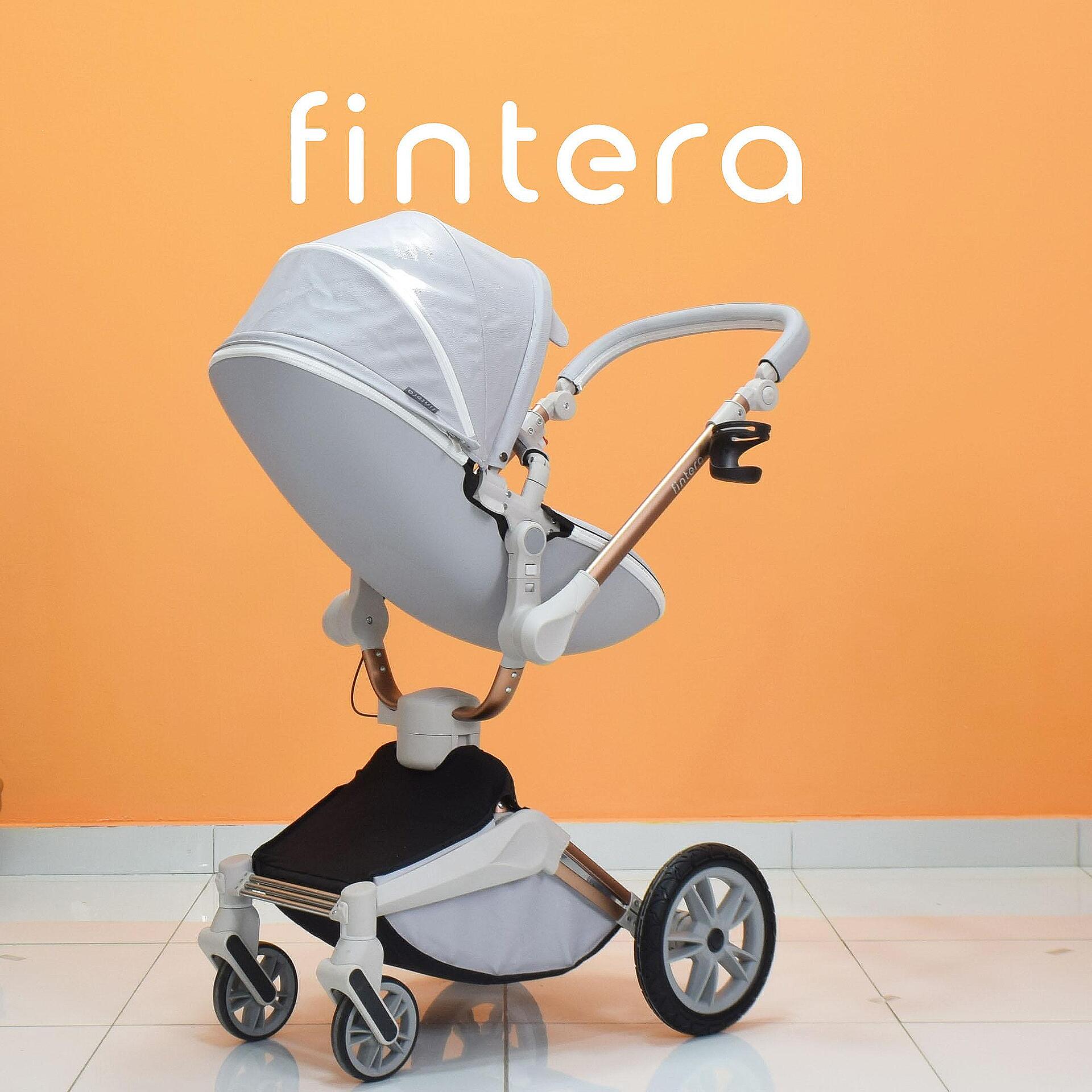 Бебешка количка Fintera Sport, модел 3 в 1, 360 градуса на въртене, сив цвят + Подарък чанта, дъждобран и комарник