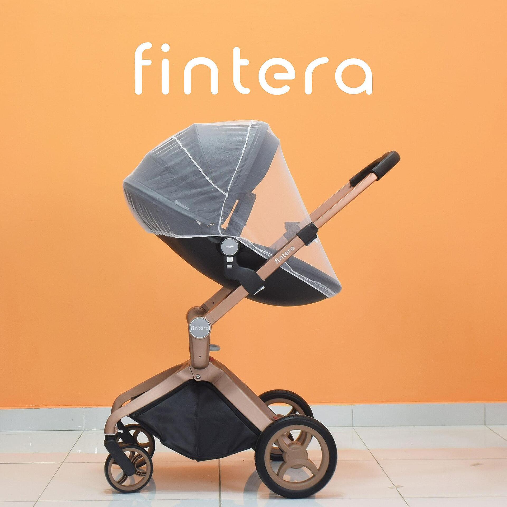 Бебешка количка Fintera Deluxe, Модел 2 в 1, Еко кожа, Черен цвят + Подарък чанта, дъждобран и комарник