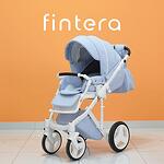 Бебешка количка Fintera Grand, модел 2 в 1, Син цвят + Чанта, Дъждобран, Комарник, Зимни ръкавици, Поставка за чаша, Постелка за преповиване