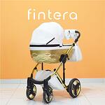 Бебешка количка Fintera Grand, модел 3 в 1, бяло със златно + Чанта, Дъждобран, Комарник, Зимни ръкавици, Поставка за чаша, Постелка за преповиване