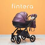 Бебешка количка Fintera City, Модел 2 в 1, Еко кожа, Лилав цвят + Чанта, Дъждобран, Комарник, Поставка за чаша, Зимни ръкавици, Постелка за преповиване