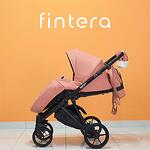 Бебешка количка Fintera Next, Модел 2 в 1, Цвят корал от плат + Чанта, Дъждобран, Комарник, Поставка за чаша, Зимни ръкавици, Постелка за преповиване