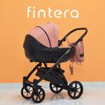 Бебешка количка Fintera Next, Модел 2 в 1, Цвят корал от плат + Чанта, Дъждобран, Комарник, Поставка за чаша, Зимни ръкавици, Постелка за преповиване