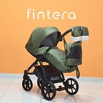 Бебешка количка Fintera Next, Модел 2 в 1, Еко кожа, Зелен цвят + Чанта, Дъждобран, Комарник, Поставка за чаша, Зимни ръкавици, Постелка за преповиване