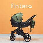 Бебешка количка Fintera Next, Модел 2 в 1, Еко кожа, Зелен цвят + Чанта, Дъждобран, Комарник, Поставка за чаша, Зимни ръкавици, Постелка за преповиване
