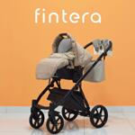 Бебешка количка Fintera Cross, Модел 3 в 1, Кожа и плат, Бежов цвят + Чанта, Дъждобран, Комарник, Поставка за чаша, Зимни ръкавици, Постелка за преповиване