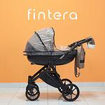 Бебешка количка Fintera Next, Модел 3 в 1, Тъмно бежов цвят от плат + Чанта, Дъждобран, Комарник, Поставка за чаша, Зимни ръкавици, Постелка за преповиване