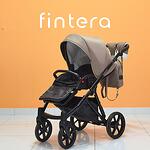 Бебешка количка Fintera Next, Модел 3 в 1, Тъмно бежов цвят от плат + Чанта, Дъждобран, Комарник, Поставка за чаша, Зимни ръкавици, Постелка за преповиване