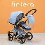 Количка Fintera Comfort Gold, Модел 3 в 1, Еко кожа, Син цвят + Чанта, Дъждобран, Комарник, Поставка за чаша, Зимни ръкавици, Постелка за преповиване