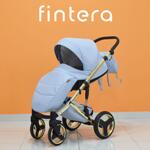 Количка Fintera Comfort Gold, Модел 2 в 1, Еко кожа, Син цвят + Чанта, Дъждобран, Комарник, Поставка за чаша, Зимни ръкавици, Постелка за преповиване
