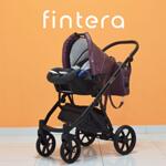 Бебешка количка Fintera Next, Модел 3 в 1, Еко кожа, Лилав цвят + Чанта, Дъждобран, Комарник, Поставка за чаша, Зимни ръкавици, Постелка за преповиване