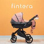 Бебешка количка Fintera Next, Модел 3 в 1, Плат, Цвят корал + Чанта, Дъждобран, Комарник, Поставка за чаша, Зимни ръкавици, Постелка за преповиване