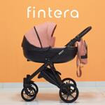 Бебешка количка Fintera Next, Модел 3 в 1, Плат, Цвят корал + Чанта, Дъждобран, Комарник, Поставка за чаша, Зимни ръкавици, Постелка за преповиване
