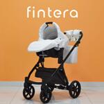 Бебешка количка Fintera Cross, Модел 3 в 1, Кожа и плат, Цвят бял + Чанта, Дъждобран, Комарник, Поставка за чаша, Зимни ръкавици, Постелка за преповиване