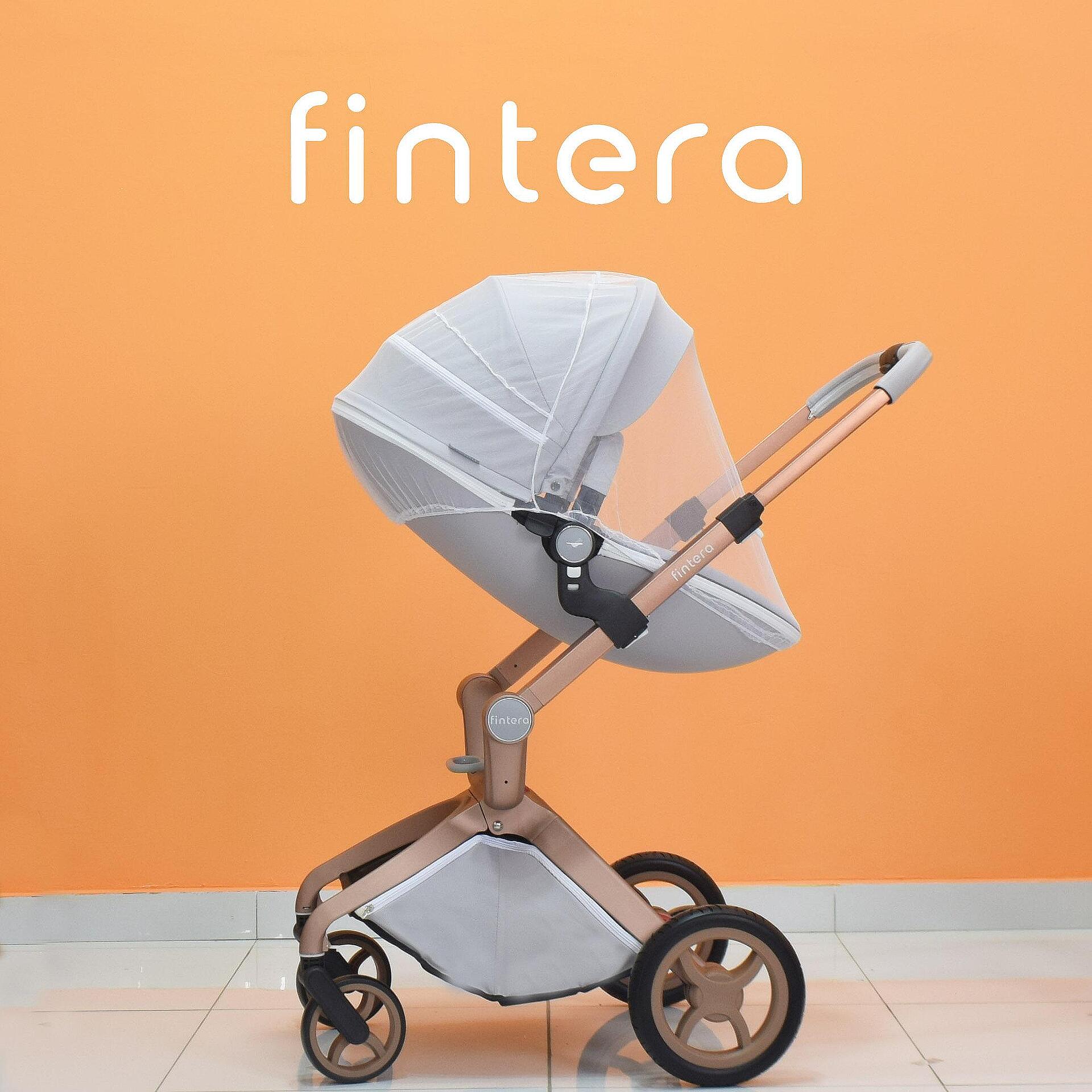Бебешка количка Fintera Deluxe, Модел 2 в 1, Еко кожа, Сив цвят + Подарък чанта, дъждобран и комарник