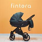 Бебешка количка Fintera City, Модел 3 в 1, Плат, Зелен цвят + Чанта, Дъждобран, Комарник, Поставка за чаша, Зимни ръкавици, Постелка за преповиване