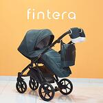 Бебешка количка Fintera City, Модел 3 в 1, Плат, Зелен цвят + Чанта, Дъждобран, Комарник, Поставка за чаша, Зимни ръкавици, Постелка за преповиване