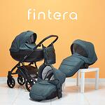Бебешка количка Fintera City, Модел 3 в 1, Плат, Зелен цвят + Чанта, Дъждобран, Комарник, Поставка за чаша, Зимни ръкавици, Постелка за преповиване