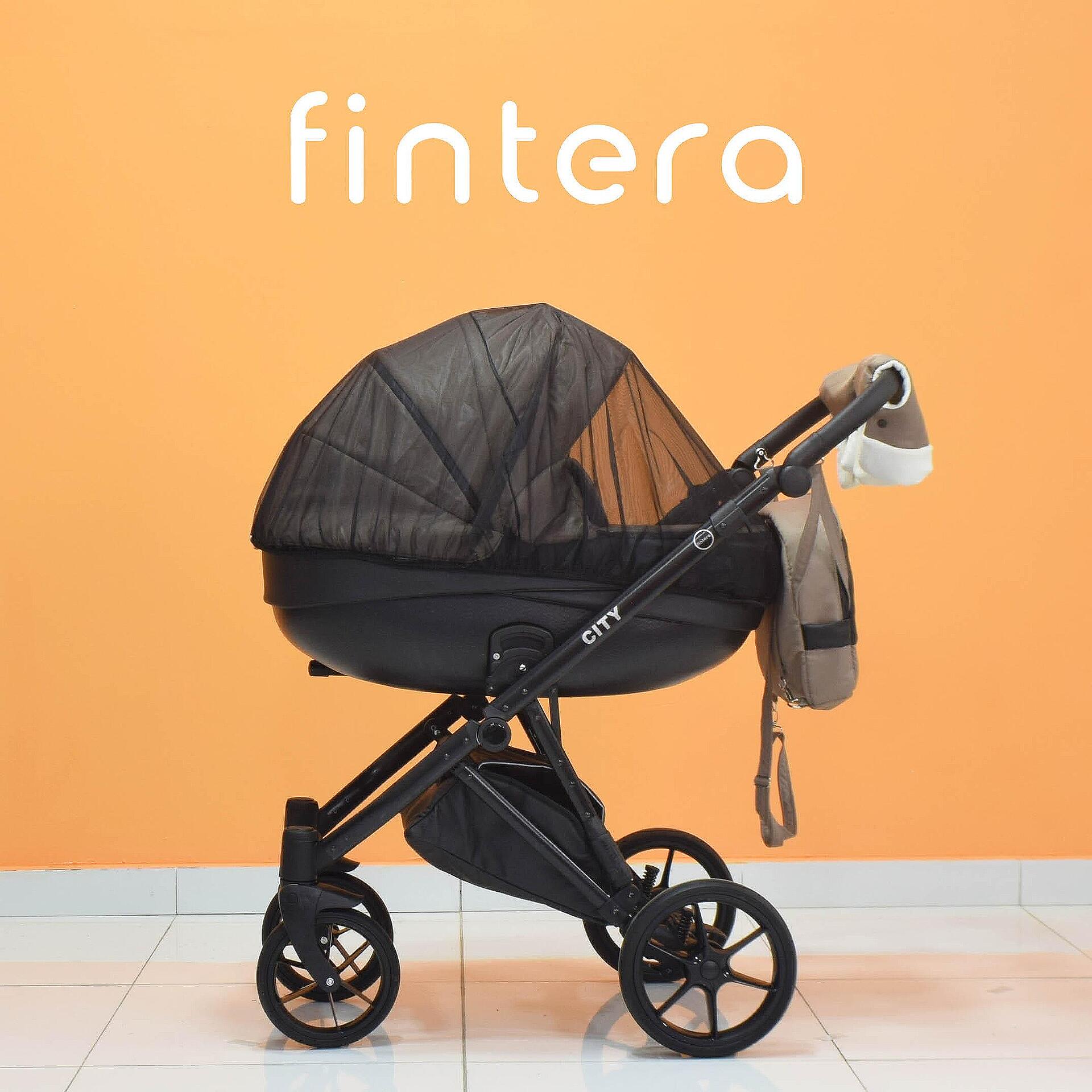 Бебешка количка Fintera City, Модел 3 в 1, Плат, Бежов цвят + Чанта, Дъждобран, Комарник, Поставка за чаша, Зимни ръкавици, Постелка за преповиване