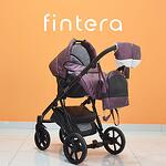 Бебешка количка Fintera City, Модел 3 в 1, Еко кожа, Лилав цвят + Чанта, Дъждобран, Комарник, Поставка за чаша, Зимни ръкавици, Постелка за преповиване