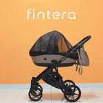 Бебешка количка Fintera Elegance, Модел 3 в 1, Плат, Тъмно бежов цвят + Чанта, Дъждобран, Комарник, Поставка за чаша, Зимни ръкавици, Постелка за преповиване