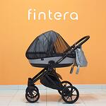 Бебешка количка Fintera Elegance, Модел 2 в 1, Плат, Сив цвят + Чанта, Дъждобран, Комарник, Поставка за чаша, Зимни ръкавици, Постелка за преповиване