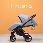 Бебешка количка Fintera Elegance, Модел 2 в 1, Плат, Сив цвят + Чанта, Дъждобран, Комарник, Поставка за чаша, Зимни ръкавици, Постелка за преповиване